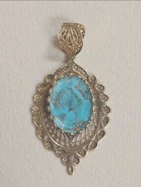 JTV Oval Turquoise Doublet 18K Yellow Gold Over Sterling Silver Enhancer
